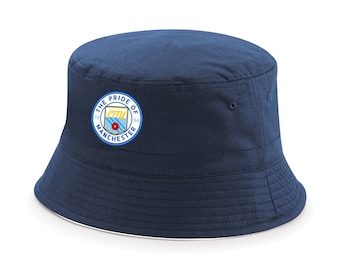 Manchester City Fanmade Navy Bucket Hat Printed Logo Crest