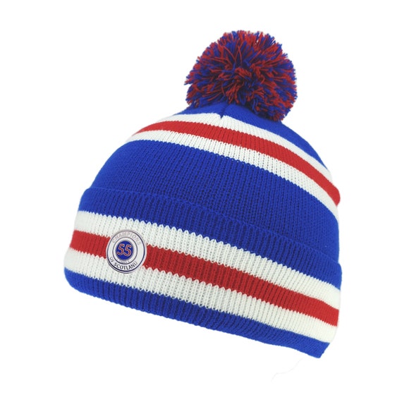 Glasgow Champions 55 Fanmade BOBBLE HAT With Metal Badge Red Royal
