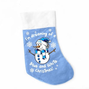 City Sky Blue and White Christmas Snowman Stocking Fanmade Merchandise Manchester