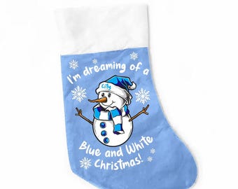 City Sky Blue and White Christmas Snowman Stocking Fanmade Merchandise Manchester