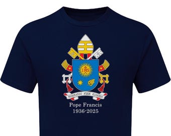 Pope Francis 1936-2025 Tshirt Papal Coat of Arms LARGE Unofficial Merchandise Mens