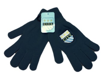 Childrens Manchester City Gloves NAVY Magic Fit Youth Junior