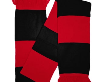 Red & Black Scarf Jacquard Knitted Classic Bar Stripe