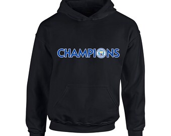 Childrens Manchester City CHAMPIONS of England 2023 Hoodie Fanmade Banner Kids NO DRAWSTRINGS