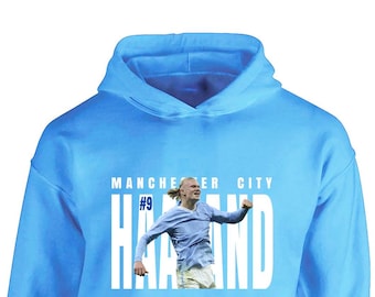 Sudadera con capucha Erling HAALAND 9 para niños City Fanmade Merchandise Manchester Kids SIN CORDONES
