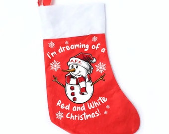 A.F.C. Red and White Christmas Snowman Stocking Fanmade Merchandise AFC