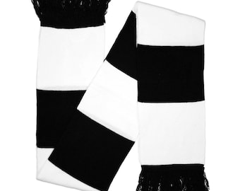 Black & White Scarf Scarf Jacquard Knitted Classic Bar Stripe