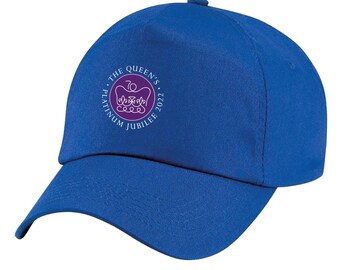 70th Queen Platinum Jubilee ROYAL Blue Cap Printed Logo Emblem Elizabeth II