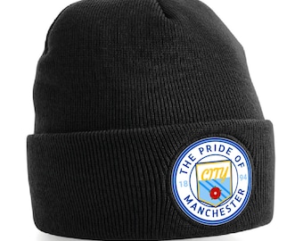 Manchester City Round CREST Fanmade Bronx Turn Up Hat Printed Logo