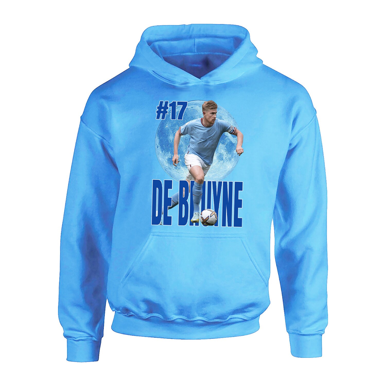 Sudadera con capucha de Kevin De Bruyne 17 Blue Moon para niños Merchandising de City Fanmade Manchester Kids SIN CORDONES