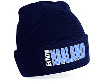 Manchester City Erling HAALAND Fanmade SKY Letters Bronx Turn Up Hat Printed Logo