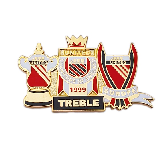 Treble 1999 United Collectors Badge Pin Manchester Cup Winners