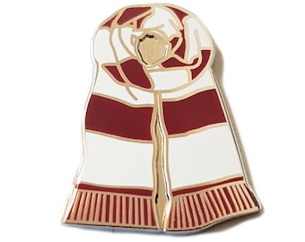 Claret & White Scarf Style PIN BADGE 25mm