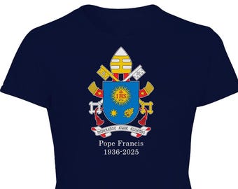 Pope Francis 1936-2025 Tshirt Papal Coat of Arms LARGE Unofficial Merchandise Womens