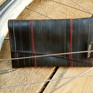 Unique pouch made of recycled bicycle inner tubes, Vegan OOAK pouch, Upcycled black pouch (V212r)