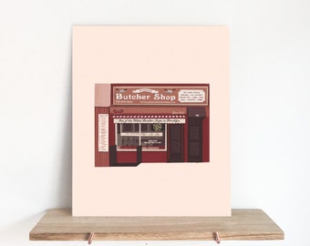 Paisano's Butcher Shop Print - 8x10 - Art Print - Home Decor - Office Decor - Gift ideas - Brooklyn gifts - Tangible New York