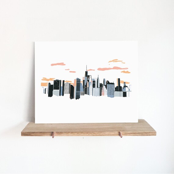 NYC Skyline Horizontal Print 8x10 Art Print Home Decor - Etsy