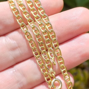 Vintage 7,18gr Or 18ct Mariner chaîne à maillons Collier solide 750 collier marin en or Ras du cou 44 cm Bijoux en or 18 carats de tous les jours Collier en or 18 carats