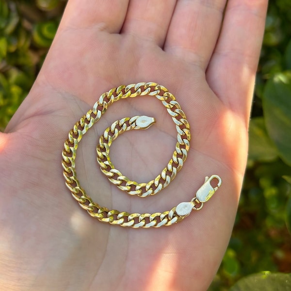 Vintage 750 gold bracelet 18k curb link chain 18ct gold jewelry Bracelet stacking Unisex Bracelet Bracciale Oro 750 Everyday bracelet