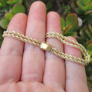 Vintage 3 4gr Stunning 14k Yellow Gold Double Rope Bracelet 585