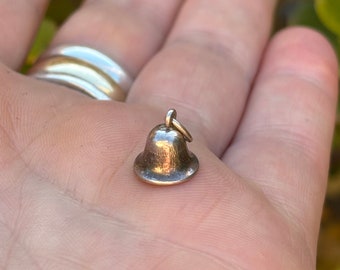 Antique 800Silver bell charm necklace pendant Jewelry stacking tiny meditation bell Lucky bell pendant Symbolic lucky jewelry