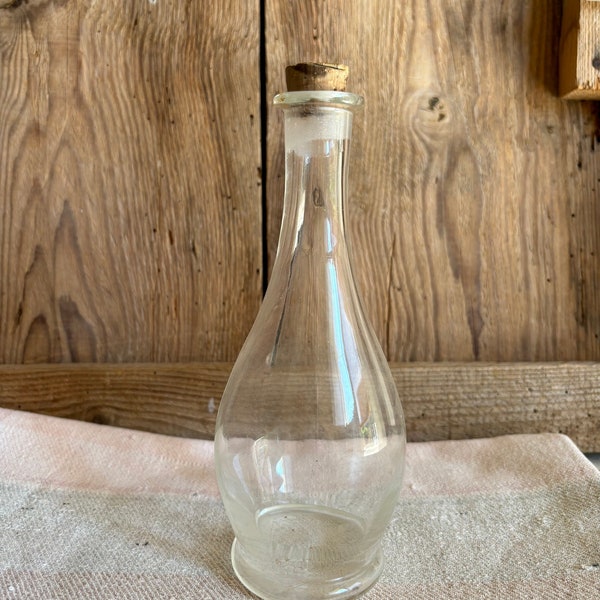 vintage Clear Apothecary Glass Bottle apothicaire ampoule ronde Brocante patine patinée pharmacie bouteille en verre Pharmacie Shabby chic