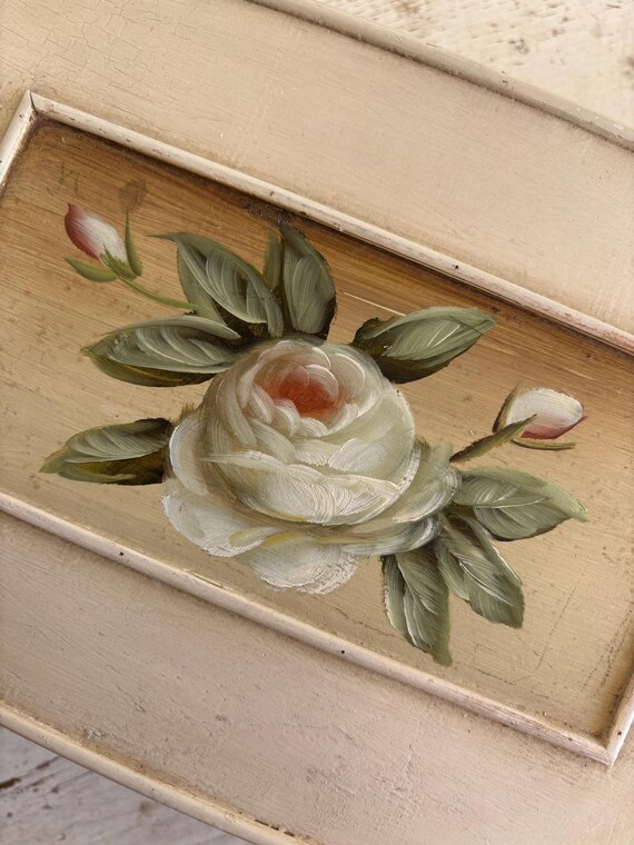 Vintage Hand Painted Roses Wooden Box Wooden Box Shabby Chic Style 