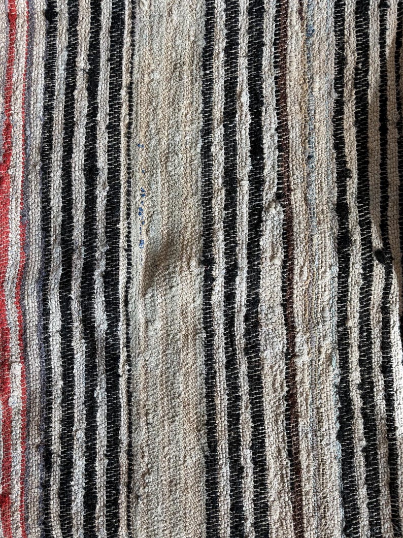 Antique Traditional hand loom Blanket, Mediterranean weaving rug - Sicilian Frazzata - 5.4 kg image 17