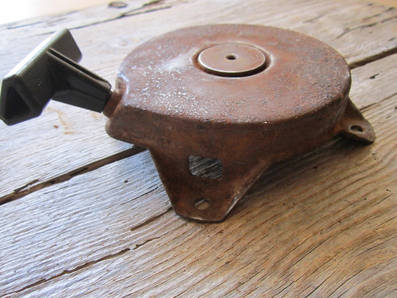 Vintage 1960 Starter motor water engine Pull starter Industrial decor Rusted metal Steampunk decor Altered art Assembled Mixed media Diy