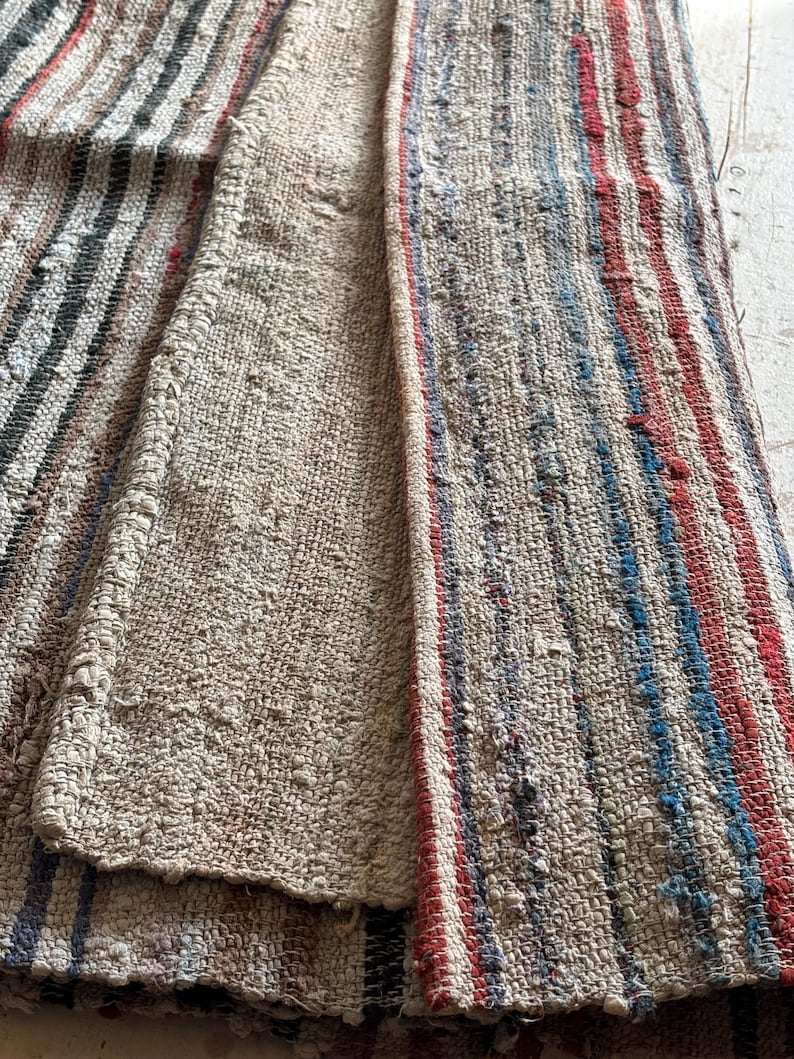 Antique Traditional hand loom Blanket, Mediterranean weaving rug - Sicilian Frazzata - 5.4 kg image 3