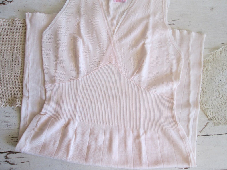 Vintage Mabrat Pink Pure Wool knit cross-front Sleeveless Undershirt Country Girl dress Western Style Underwear Boho Pink pure wool Gown 