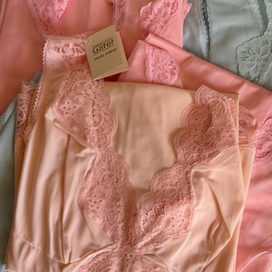Vintage Lingerie Donna Rosa e Pizzo Sottoveste nylon con etichetta Gafer Top estivo Moda circolare Abito sagomato Pin-Up Sottogiacca NUOVO