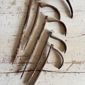 5 Antique Wrought Iron hooks, Terracotta gutter brackets, Hook for wall lights