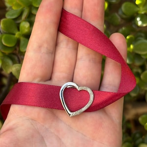 Colgante de corazón vintage de plata maciza 925, dije deslizante de corazón flotante, collar o pulsera, colgante de muestra de amor, gargantilla de terciopelo, colgante deslizante Y2K