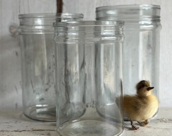 Vintage Clear Glass Cylinder Jars, Pantry Containers, Preserving Jars