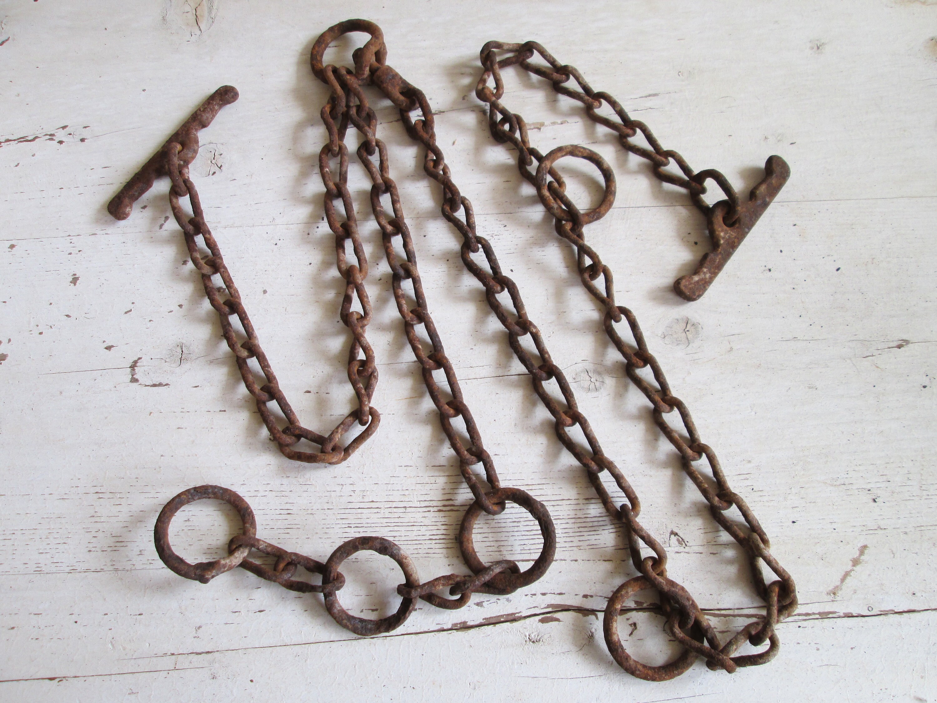 Antique Heavy rusted iron Articulated Chain Repurposed hanging Etsy