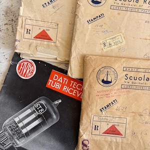 Vintage 1950 Torino Scuola Elettra per corrispondenza TV e Radio Buste con i corsi Carta invecchiata per scrapbooking Collezionismo Ephemera