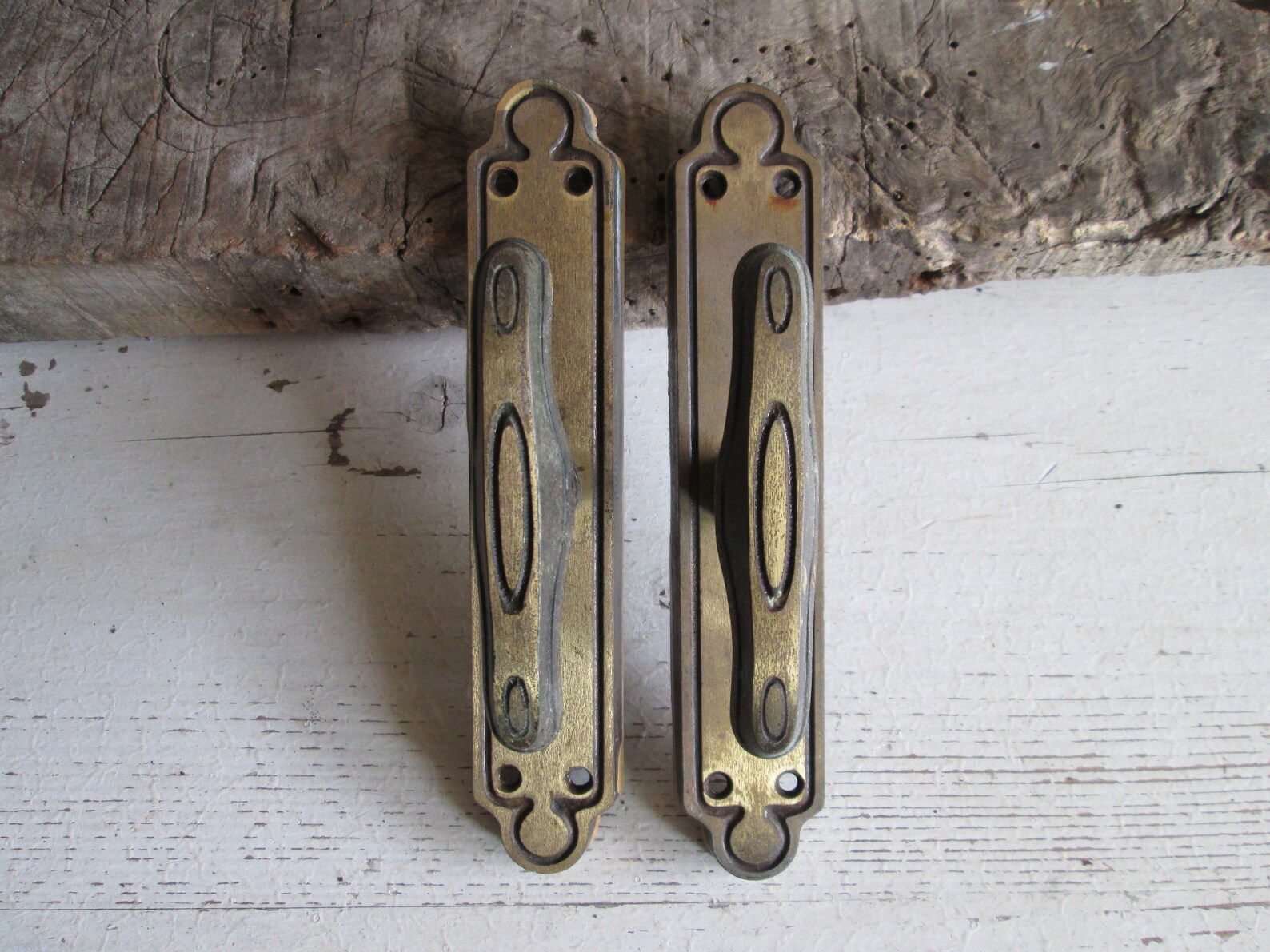 Vintage 1960 Brass window handles Wooden door lock Shabby chic Etsy