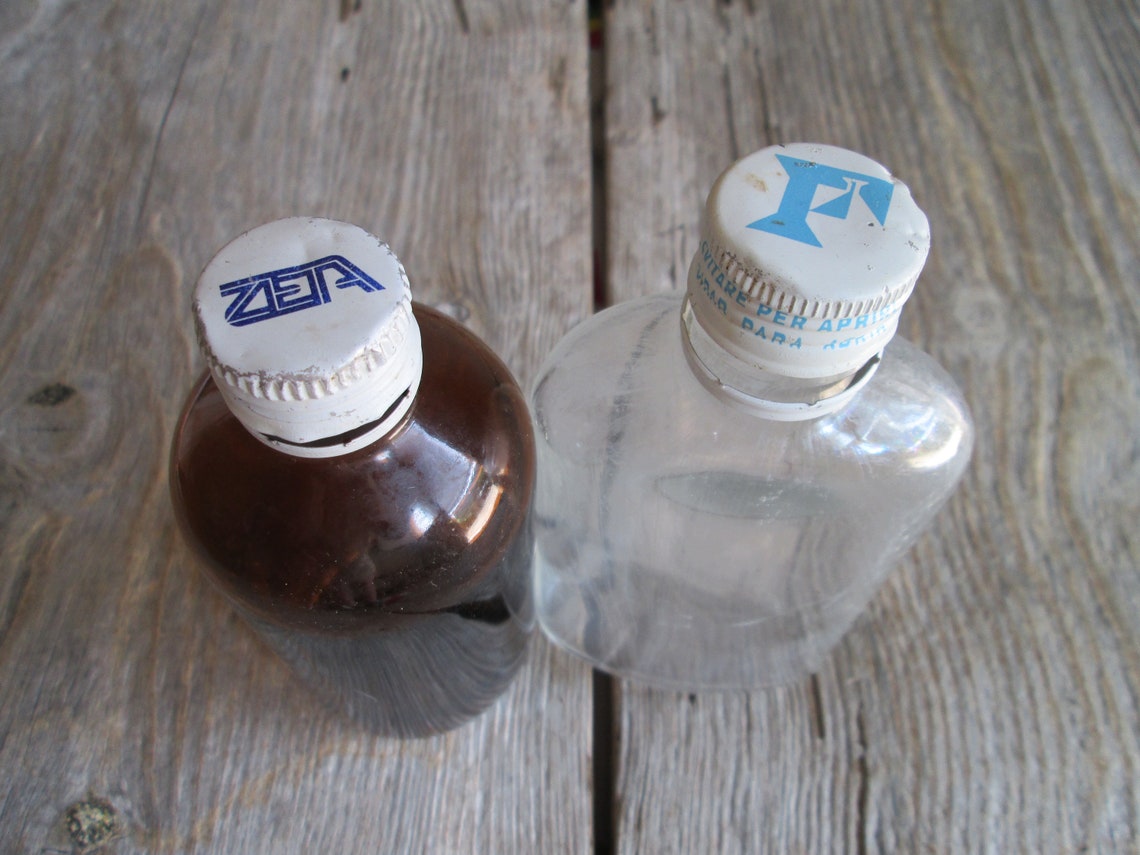 Vintage 1960s Glass Bottles cough Syrup Citro Piperazina Etsy