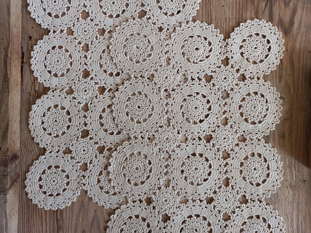 Vintage 2 Handcrafted Night Stand Crochet Doilies Boudoir Tray Etsy