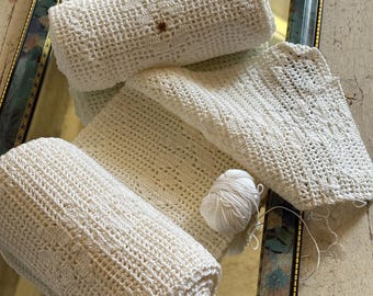 Vintage Crochet Strips - Blanket Borders - Crochet Runner for Table Setting