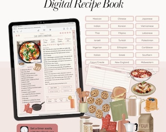 Digital Recipe Book for Goodnotes: Meal Planner, Food Journal (PDF)