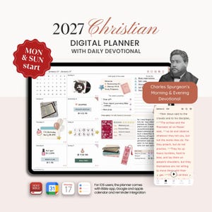 2027 Christian Digital Planner: Daily Planning, Daily Devotionals, And Prayer Journal (Monday & Sunday Start)
