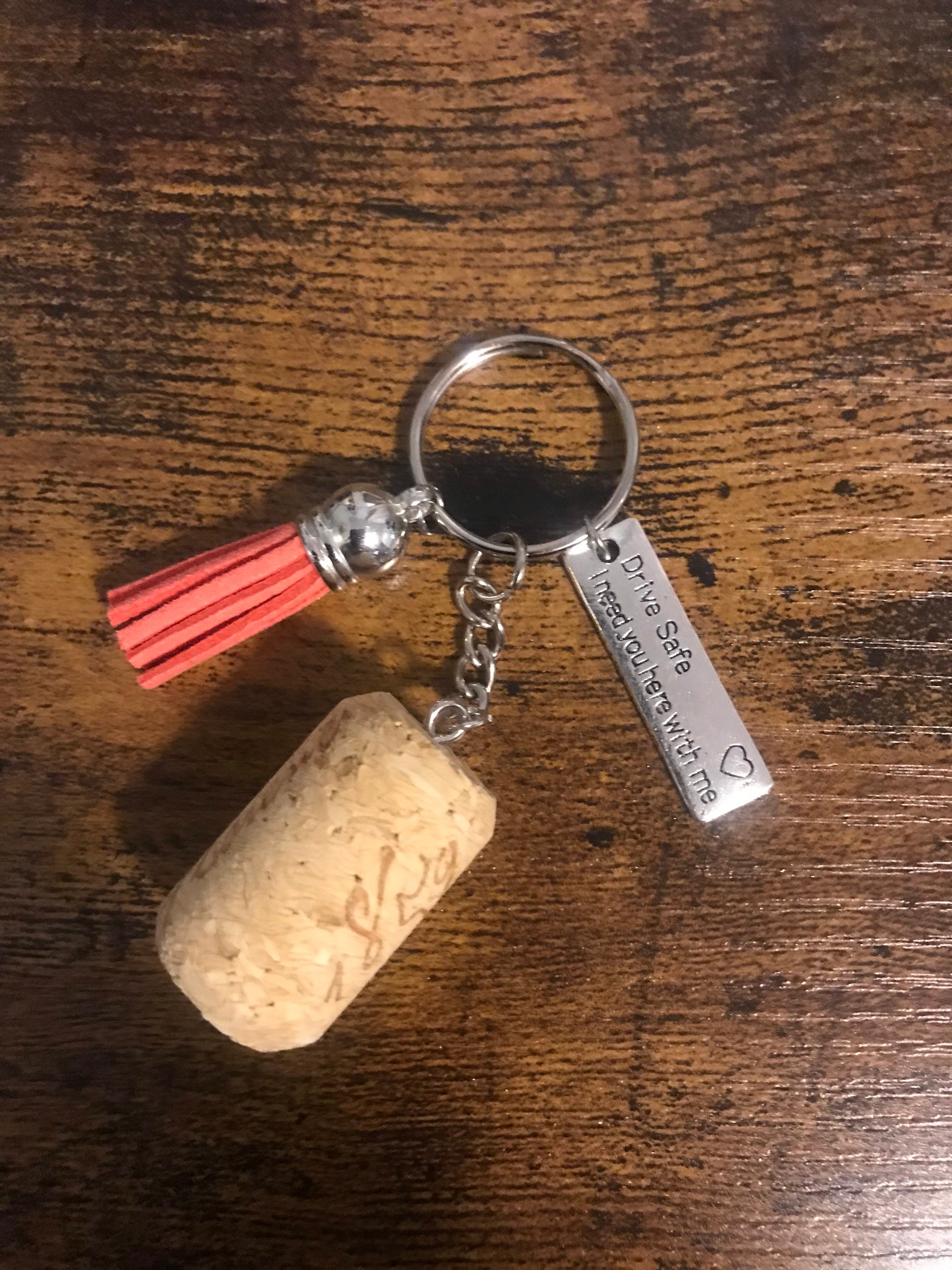 Decorative Wine Cork Keychain Etsy