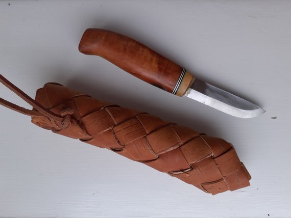 Swedish Knife With Birch Bark Sheath Bushcraft -  Finland