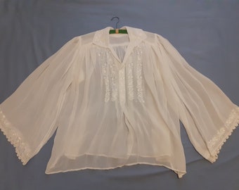 Romanian Embroidered Silk Blouse