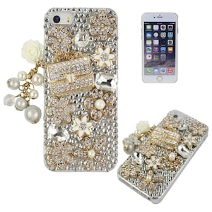 Rhinestone Bling 3D Deco Customized Pearl Charm Handmade iPhone 6/7/8/11/12/13/14/15 Pro Max/ X/Xs/XR/Xs Max Phone Case