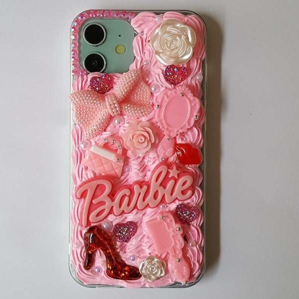 Barbie Cabochon 3D Crème fouettée Déco iPhone 6/7/8+ X/Xs/XR/Xs Max 11/12/13/14/15 Pro Max Phone Case Cover