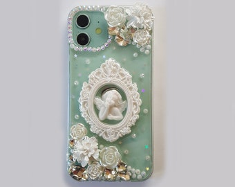 Sculpture Cabochon Angle Flower iPhone 6/7/8 Plus Xs/Xr/Xs Max 11/12/13/14/15 Pro Max Phone Case Cover