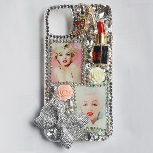 Silver AB Lipstick Heels Bow  Bling Rhinestone Deco 3D  iPhone 6/7/8 Plus/Xs/Xr/ XsMax/ 11/12/13/14/15  Pro Max Phone Case